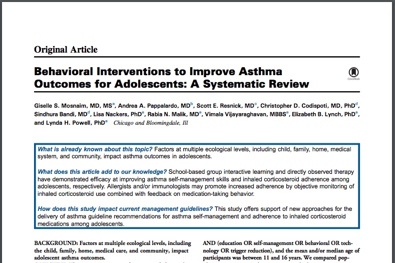 Lee más sobre el artículo Intervenciones comportamentales en adolescentes con asma