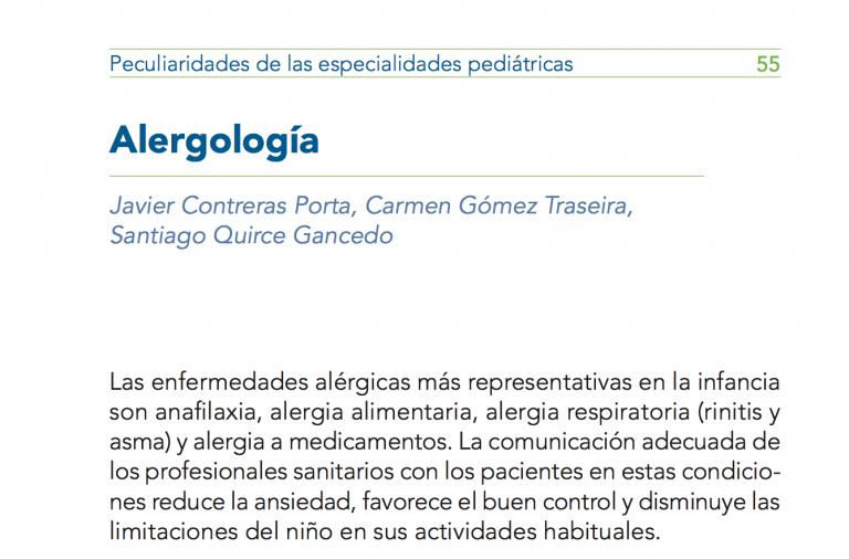 Alergología en la Guía de información pediátrica para sanitarios