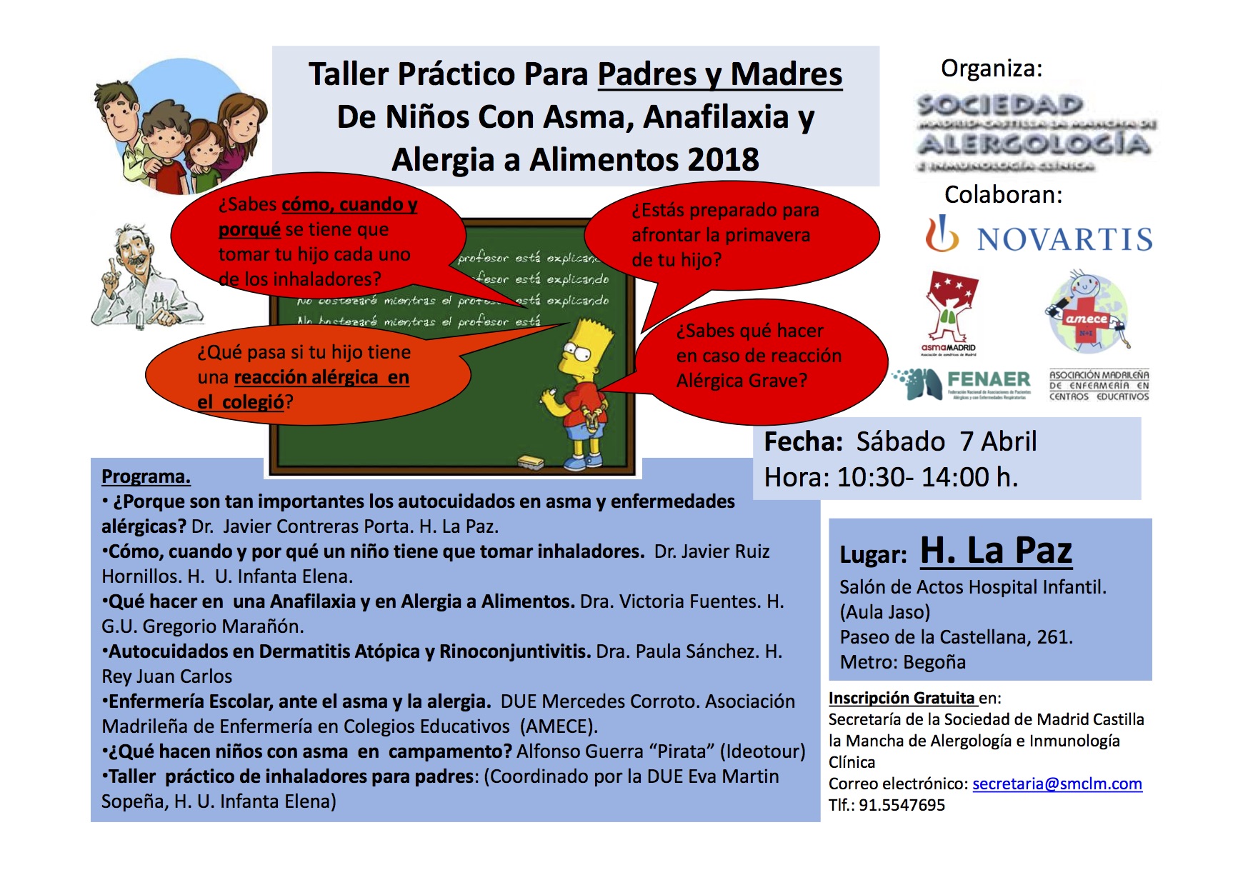 Taller práctico para padres de niños con asma, anafilaxia y alergia a alimentos 2018