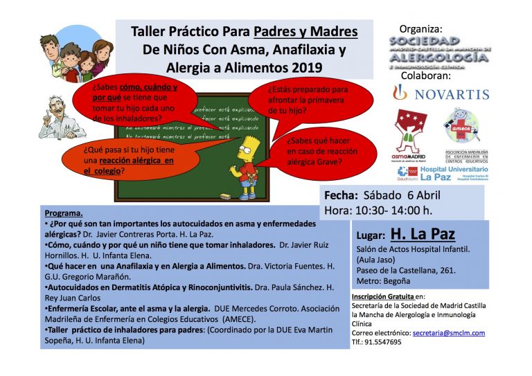 Taller para familias de niños con asma y alergia SMCLM-2019 Hospital Universitario La Paz